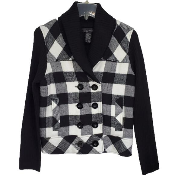 Sweater Project Black/White Plaid Blazer - Picture 1 of 7